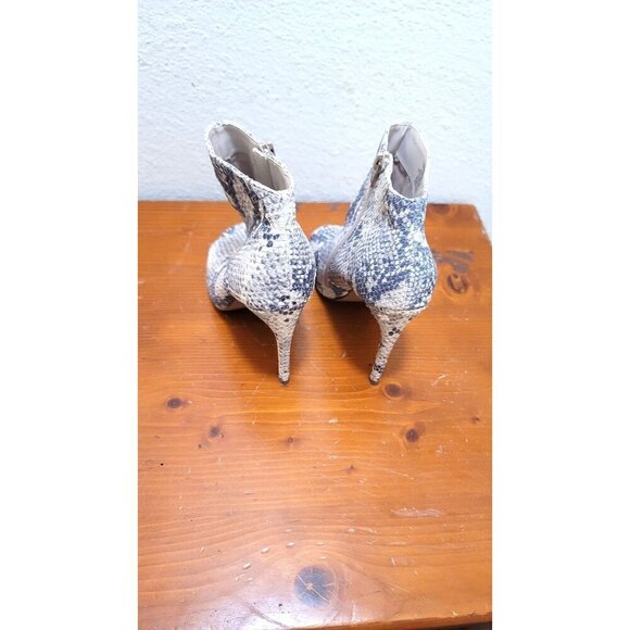 Steve Madden Kicking Natural Snake Print Peep Toe Stiletto Booties With Zipper C - Picture 5 of 11